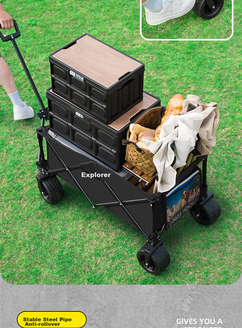 TAN XIAN ZHE Camping Cart Trolley Campsite Cart for Vendors, Kids, Grocery Shopping, And Pet Supplies 5