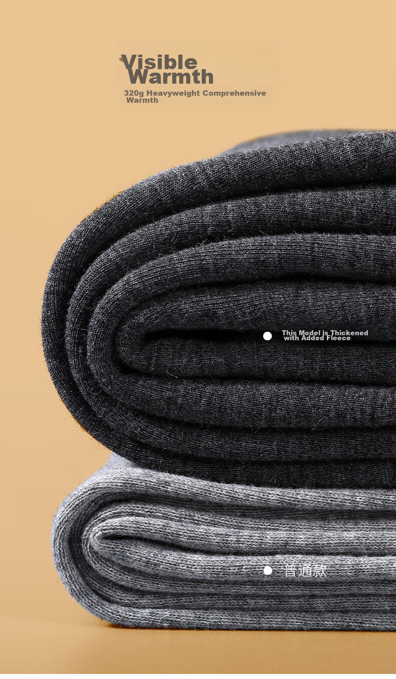 SEPTWOLVES [Mid-High Collar Fleece-Lined] Autumn And Winter Thermal Underwear for Men, Mid-High Collar Fleece-Lined Thickened Cold-Proof Autumn And Winter Thermal Set 6