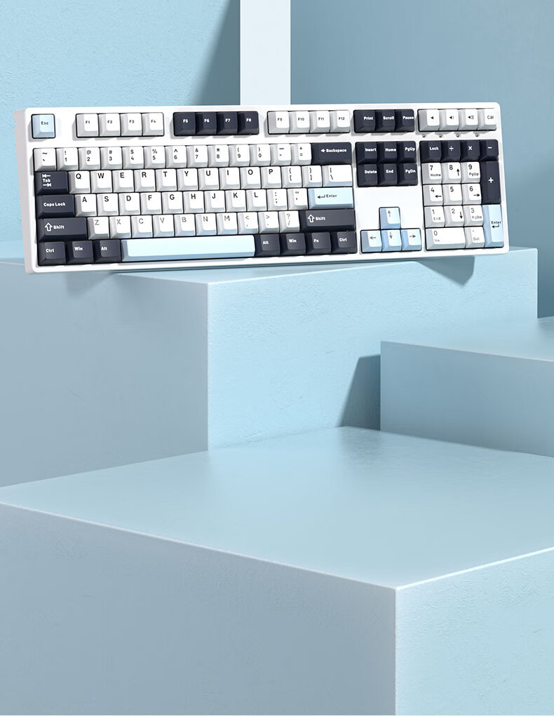 Ikbc Z108 Wireless Mechanical Keyboard, 108 Keys, Gaming And Office Keyboard with Good Typing Feel, Computer Peripheral, Dark Blue And Berry Red Switches, Wireless 2