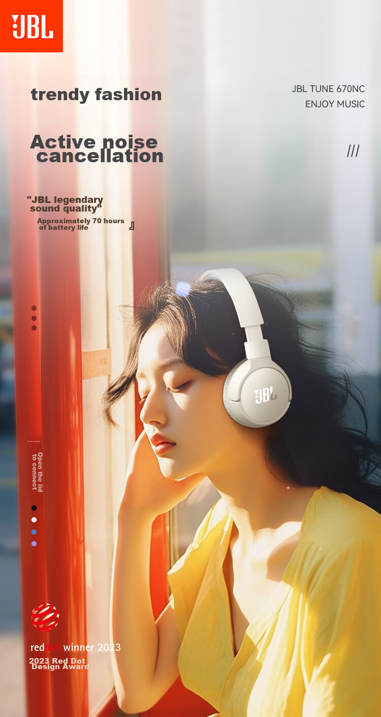 JBL TUNE 670NC Over-Ear Bluetooth Headphones, Active Noise Cancellation, Gaming And Music Bluetooth Headset, Compatible with Apple, Huawei, Xiaomi, Birthday Gift for Women, Deep Purple 2