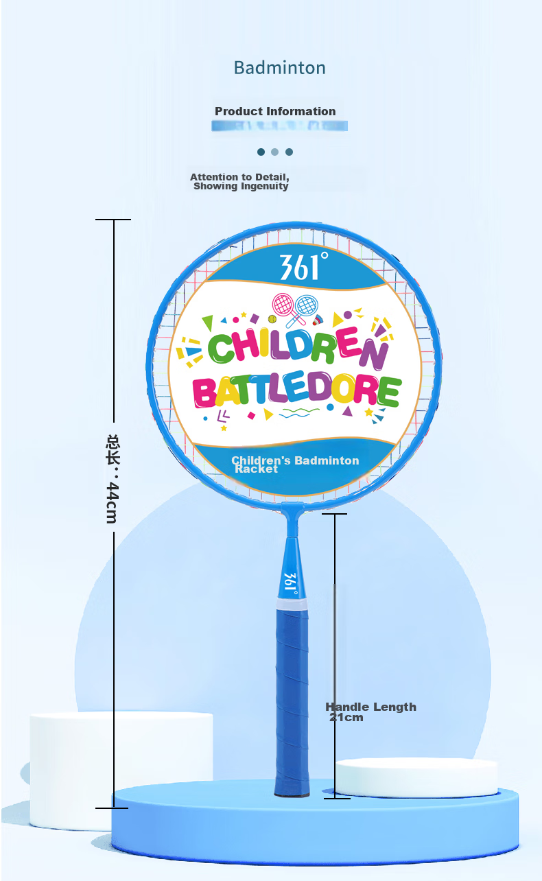 361° Badminton Racket for Children, Durable Set for Ages 3-12, Toy Gift Package, Pink + Blue 16