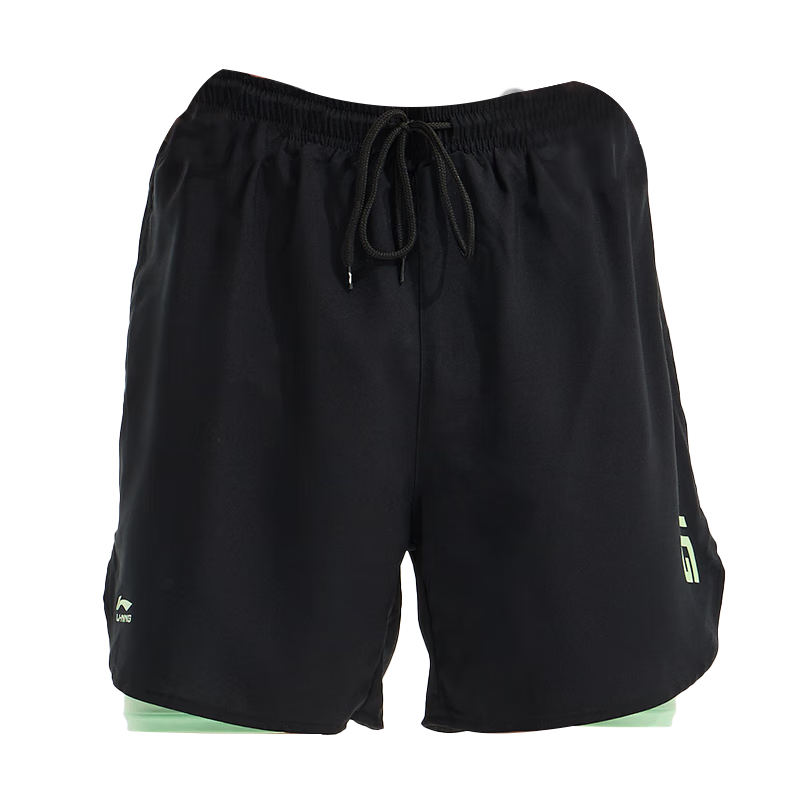 Li-Ning Swimming Trunks for Men, Quick-Drying Sports Swim Shorts, Anti-Embarrassment, Knee-Length Double-Layered Anti-See Beach Shorts for Seaside Vacation, Style 814 Black XL