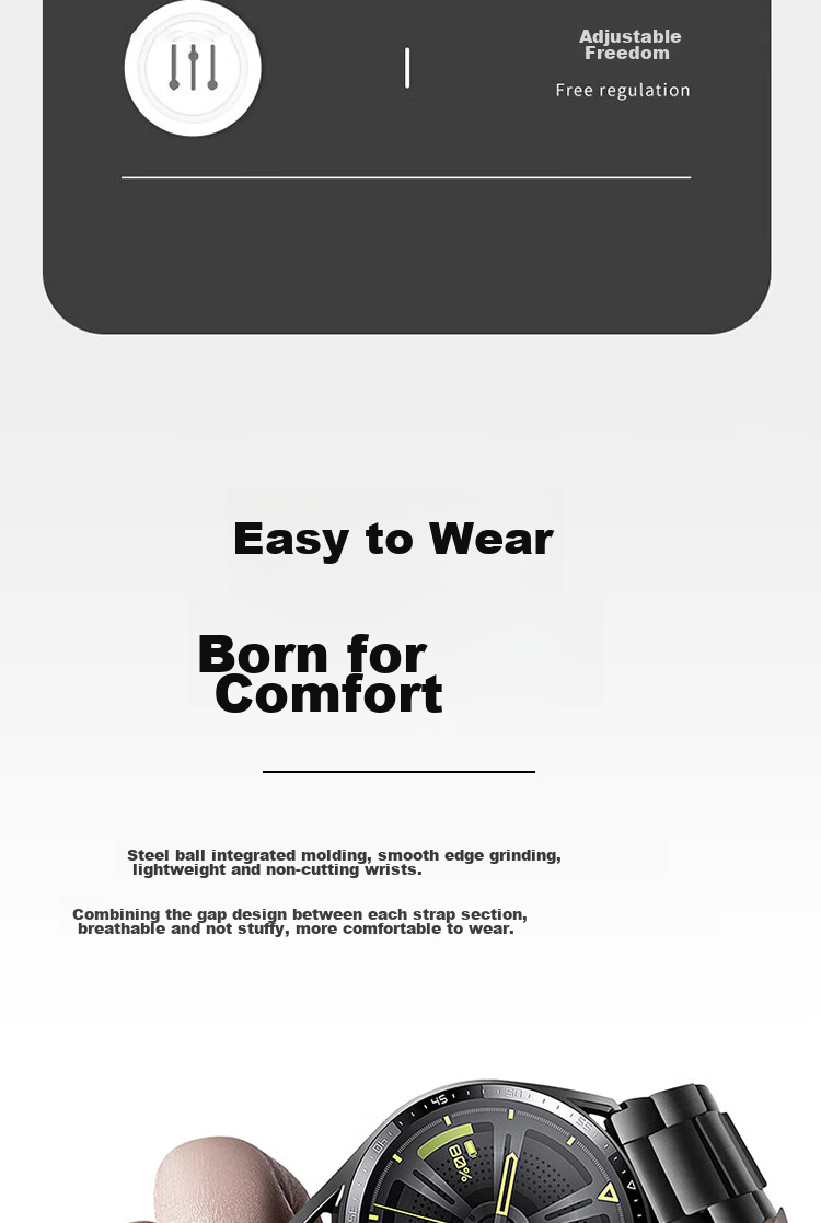 ESCASE Huawei Watch Strap Compatible with Watch4/4pro/GT3/3Pro/GT2/new/ Porsche Design / Honor Magic2, Stainless Steel Three-Strand Replacement Band, Silver, 46/48mm 4