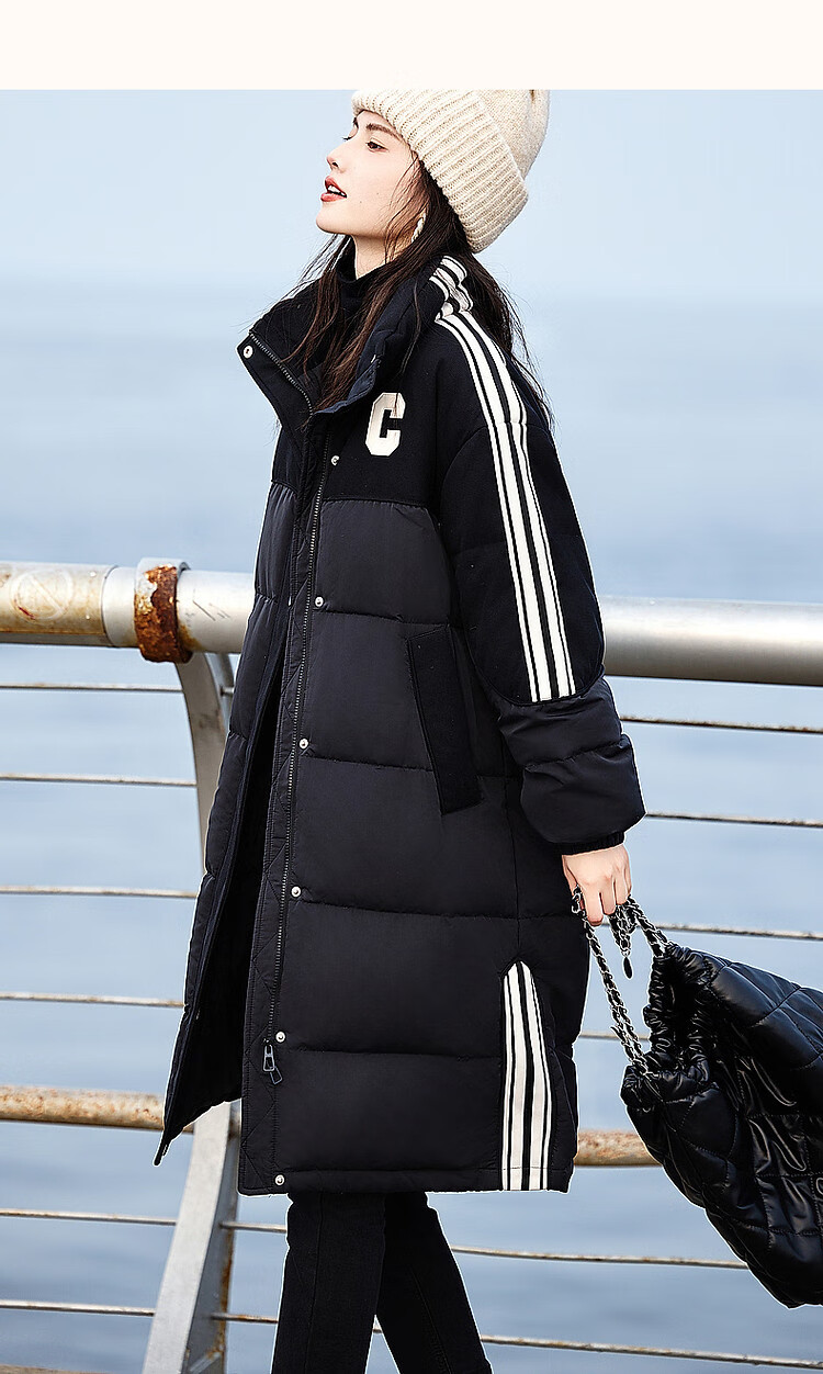 Dme [Warm Capture] Winter Warmth 90% Duck Down Windproof Sports Stand-Collar Long down Jacket for Women, Elegant Coat 10