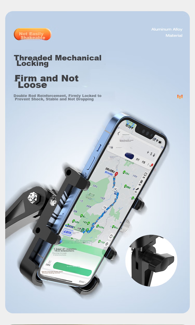 Move Iron Electric Vehicle Phone Holder, Motorcycle Aluminum Alloy Navigation Mount, Scooter Universal Six-Claw Fixed Delivery Courier Phone Stand, Cycling Equipment Accessory, Rearview Mirror Model 6