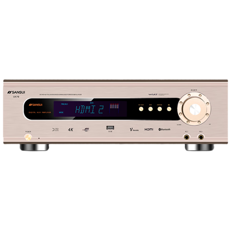 SANSUI Ux70 Audio Amplifier, Speakers, Home Theater 5.1 Channel AV Amplifier, High-Fidelity Wireless Smart Bluetooth Home Karaoke Amplifier