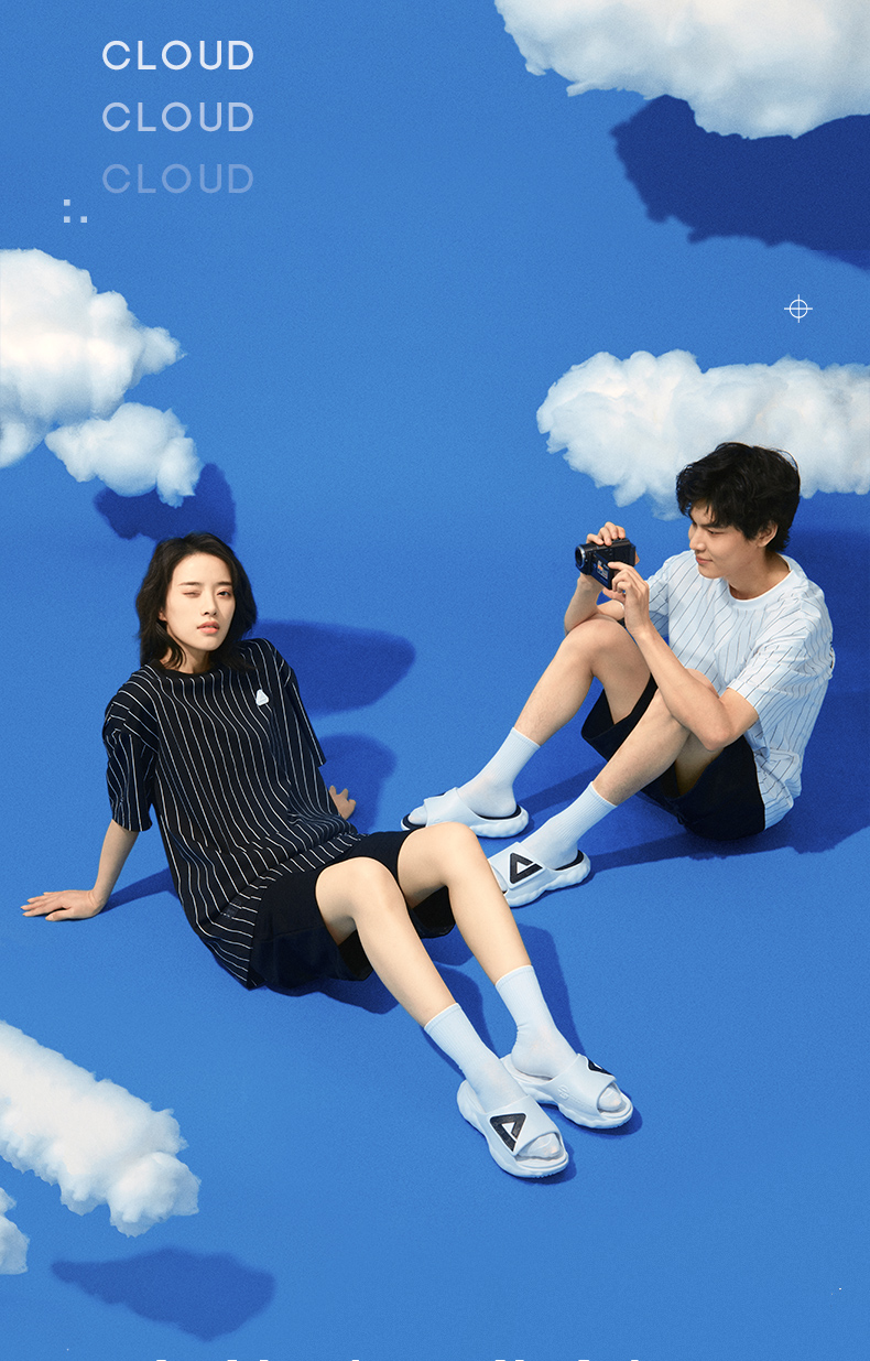 PEAK Taiji Cloud Slippers for Men, Summer Velcro Outdoor Wear, Thick Sole Soft Elastic Casual Couple Sports Slippers ET23027L 6