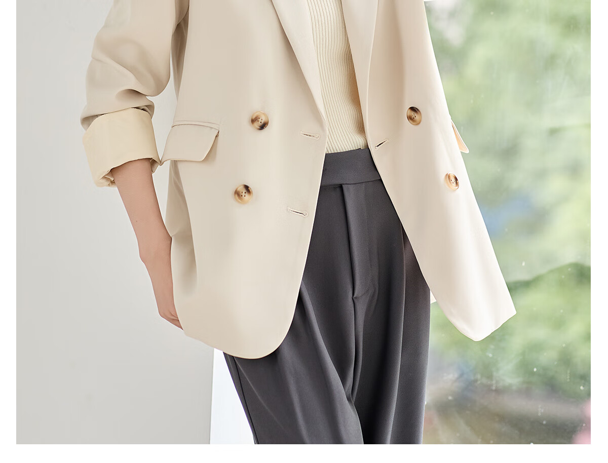 Chushen Spring Autumn Women's Blazer Double-Breasted High-End Fashion Versatile Commuter Jacket S143U6011 6
