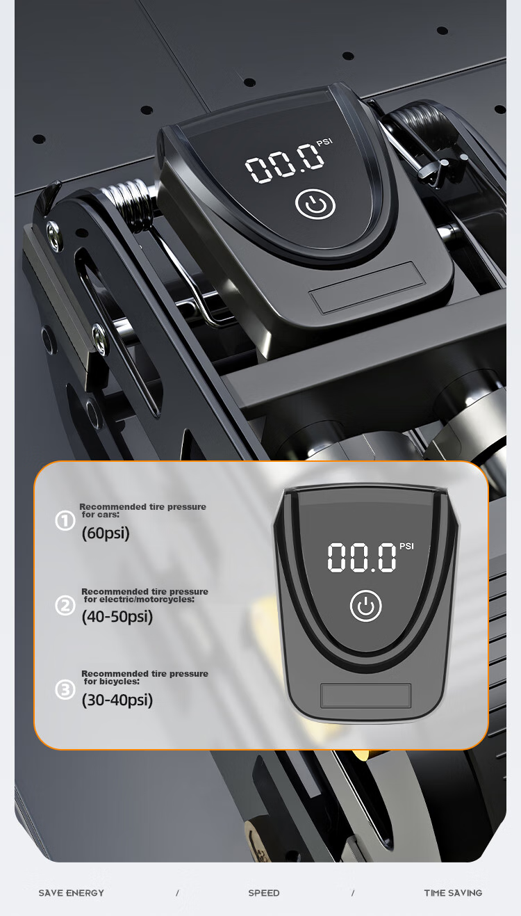 Yaphtes Pedal Dual-Tube Bicycle Pump, High-Pressure Digital Display, Inflator for Mountain Bikes, Road Bikes, Cars And Basketball 4