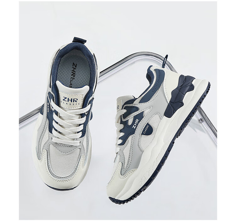 ZHR Casual Shoes for Women, Trendy Cool Lightweight Thick-Soled Sneakers, Comfortable Breathable Color-Block Women's Shoes CS58 White And Black Size 39 24