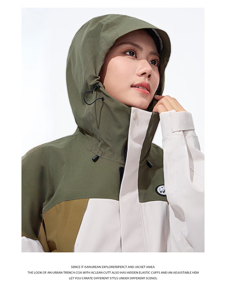 CAMEL Panda Windbreaker Jacket for Men And Women, Windproof And Waterproof Outdoor Coat A34BATLR018A Lotus Mist Pink L 22