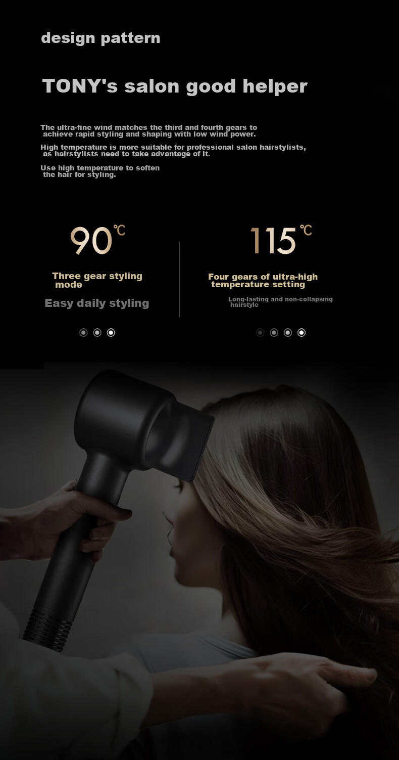 LANSAM Hair Dryer, Home Use, Plasma Hair Protection, High-Speed, Strong Airflow, Gentle on Hair, Negative Ion Electric Blower, Birthday Gift, Standard Edition - Elegant Gree 18
