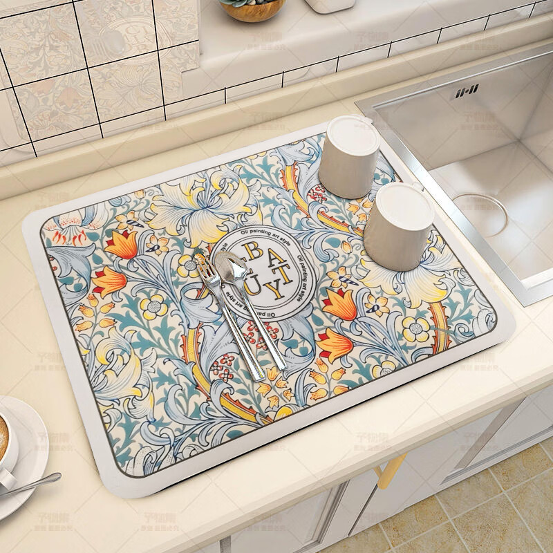 Jingxun Kitchen Countertop Draining Mat, Table Mat, Cup And Bowl Drying Mat, Tea Table Absorbent Cup Mat, Washable Heat Insulation Pad