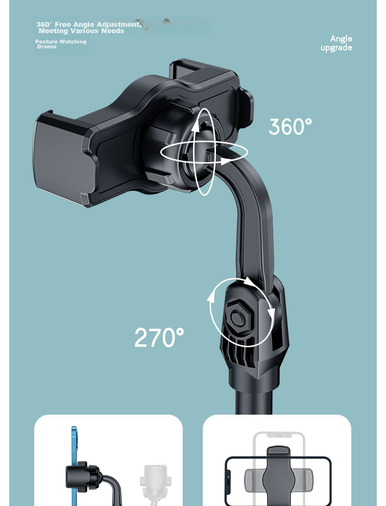 Earlymen EM-131 Mobile Phone Live Streaming Stand, Desktop Selfie Adjustable Extendable Lazy Stand, Office Student Dorm Bedroom Online Class Watch TV Gadget, Universal Phone Holder 9