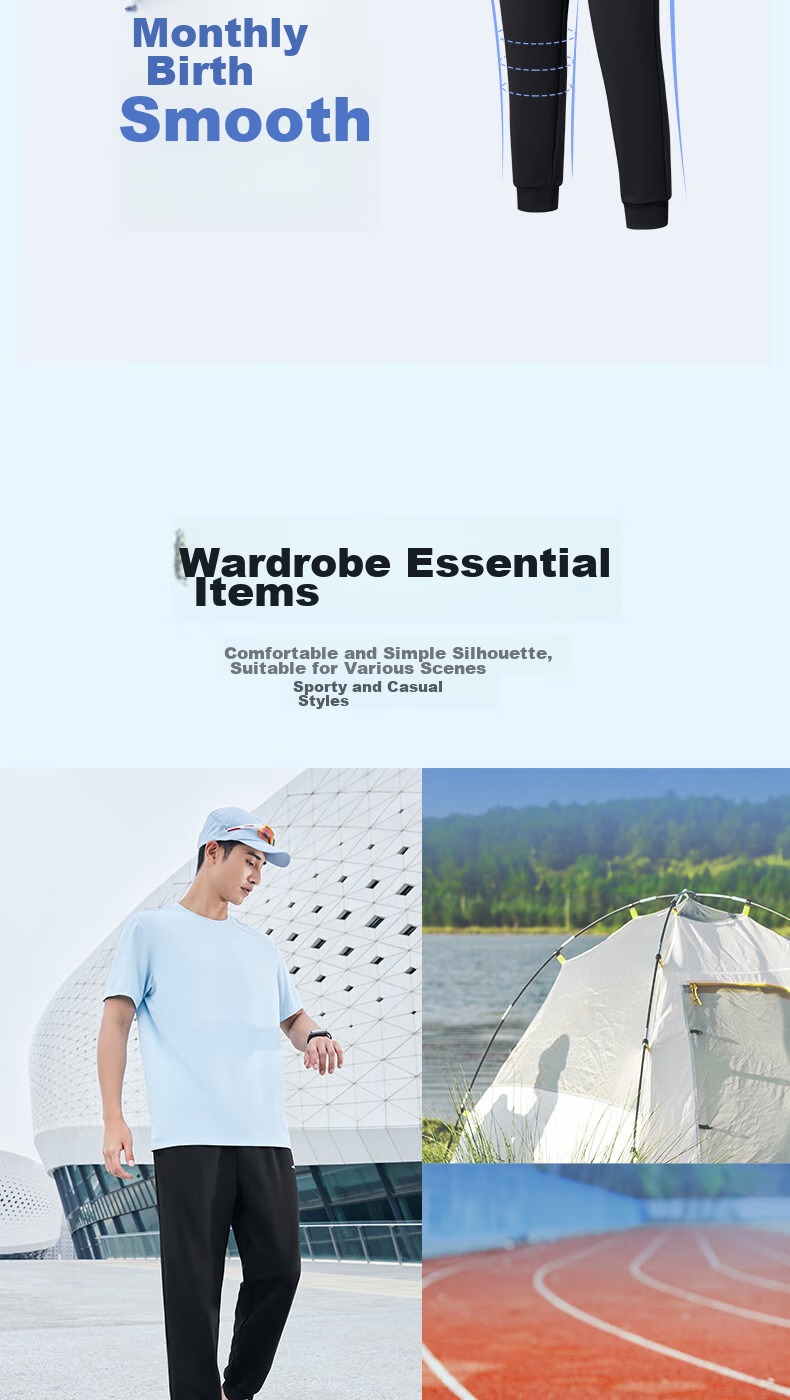 ERKE Men's Sports Pants, Summer Knitted Trousers, Elastic Ankle, Comfortable Breathable Loose Sweatpants, Cropped Pants, Casual Pants for Me 8