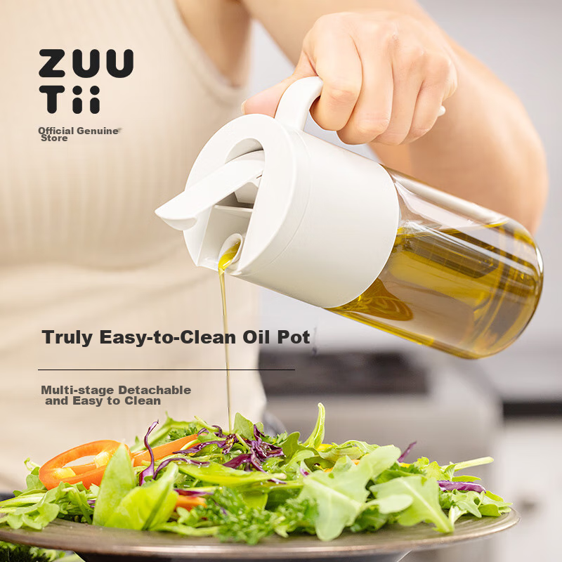 Zuutii Seamless Gravity Oil Bottle, Vinegar Bottle, Kitchen Home Automatic Open-Close Glass Jar, Seasoning Leak-Proof Cold Ash Tray