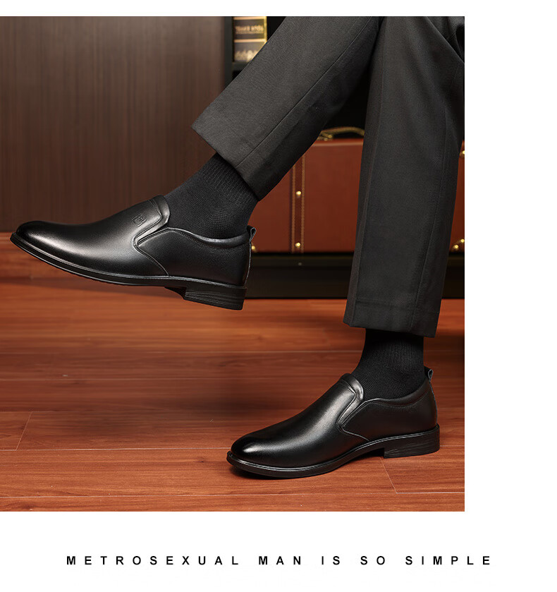 LAORENTOU Men's Leather Shoes, Top-Grain Cowhide Slip-On Business Casual Shoes Driving Shoes Loafers for Men A30305 Black 43 17