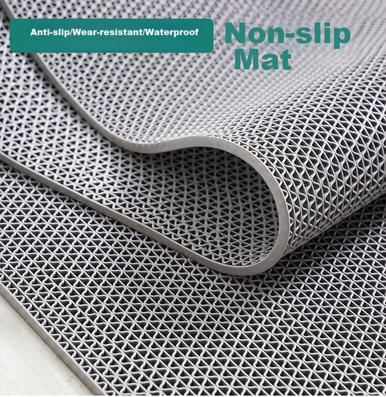 DIYIN Bathroom Mat, PVC Bath Non-Slip Mat, Hollow Plastic Water Barrier Mat, 4.5mm Thick, Gray, 0.9 Meters Wide, 3 Meters Long 1