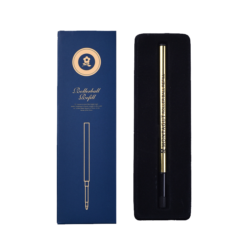 MONTAGUT Signature Ballpoint Pen, Metal Spiral Pattern Rotating Refill, Paper Box Packaging, Single Pen, Black, 0.5mm