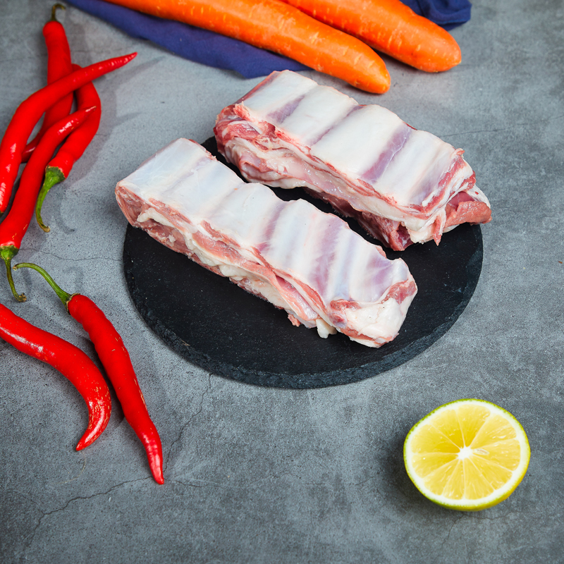 草原宏宝 国产 内蒙古羔羊肋排段 净重2斤 冷冻 烧烤羊排 地理标志认证