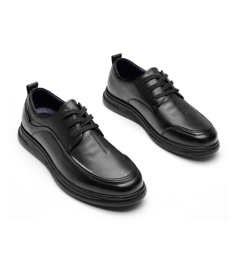 Qiangren Business Casual Leather Shoes, Top-Grain Cowhide Lace-Up Stylish Commuter Men's Shoes JDA05122 Black Size 40 11