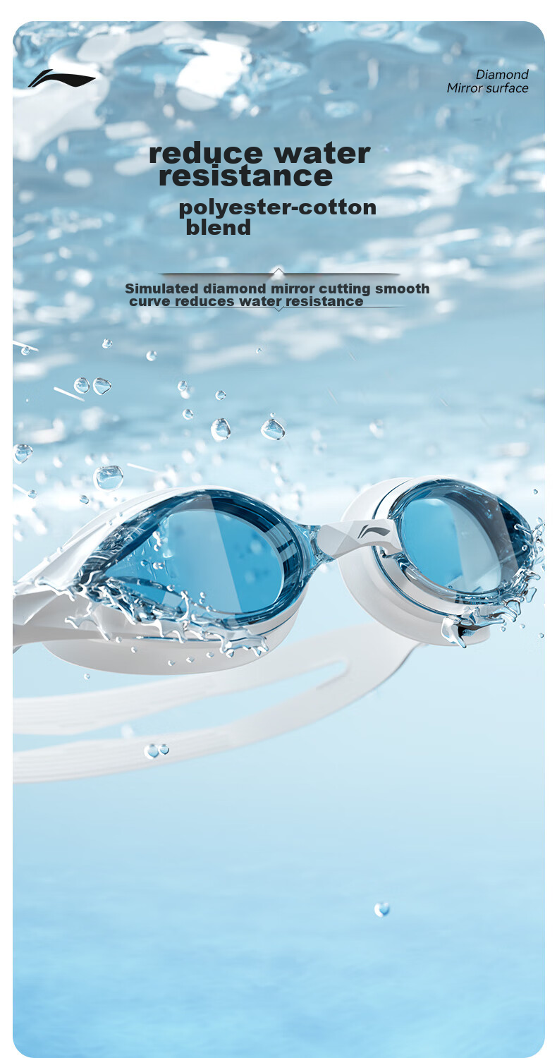 Li-Ning Swimming Goggles, Waterproof And Anti-Fog, High-Definition Swim Glasses for Men And Women, Non-Prescription Swimming Goggles, Model 2596, Black, -3.00 Diopters 2
