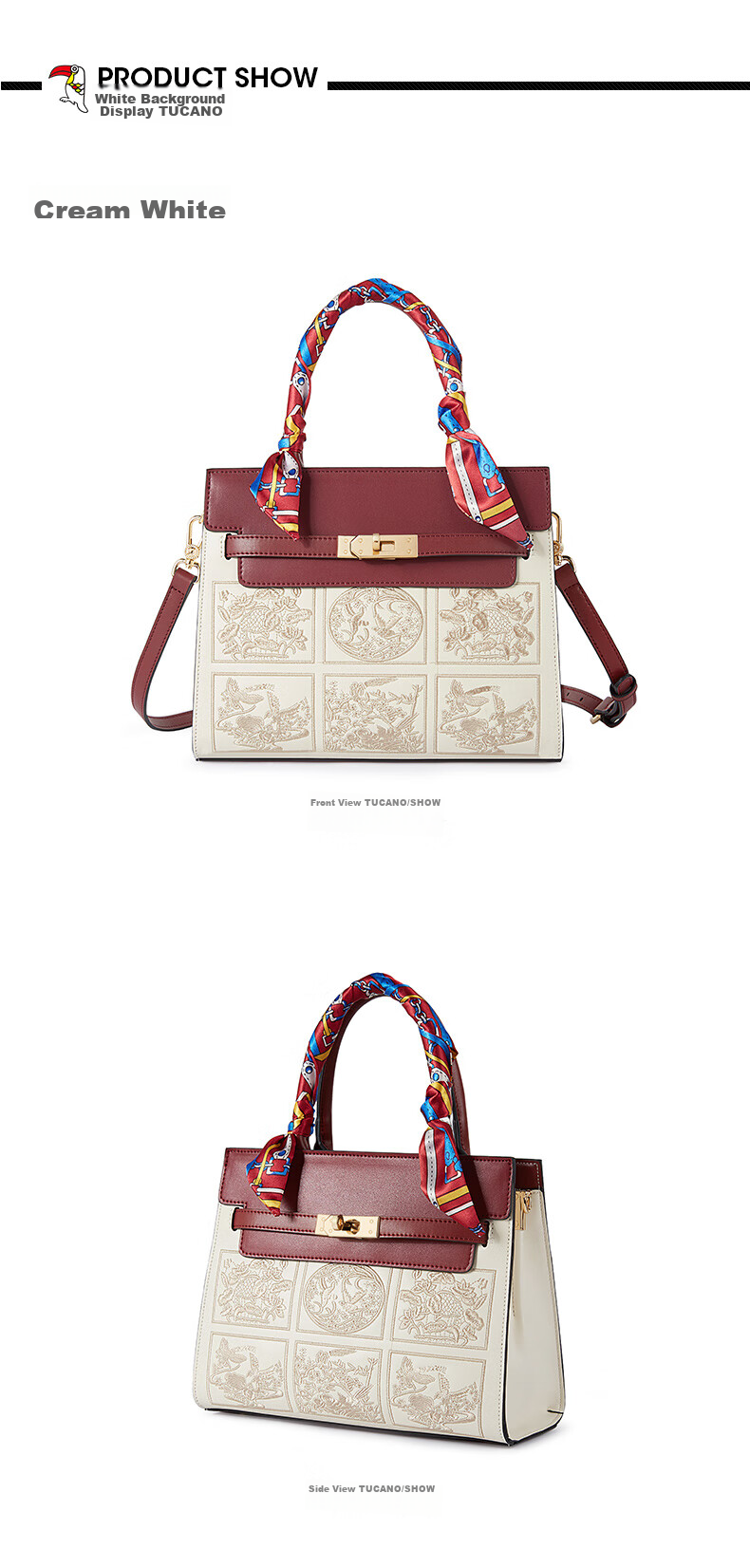 TUCANO Women's Handbag, Cowhide Leather Tote Bag, Chinese Style Embroidery, Mom Bag, Light Luxury Large Capacity Shoulder Crossbody Birthday 520 Gift 13