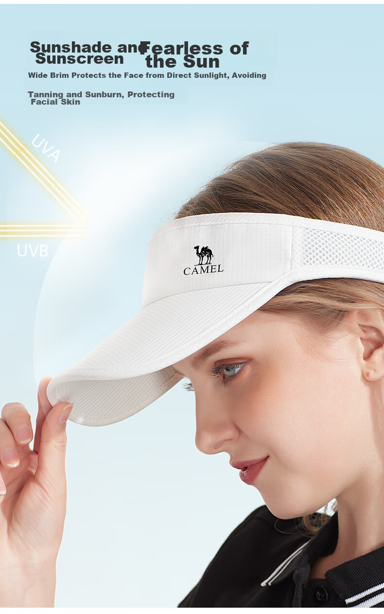 CAMEL Outdoor Sun Protection Hat, Visor Cap for Women, Lightweight Running Sports Hat, Korean Style Versatile Sun Visor Cap, Trendy 5