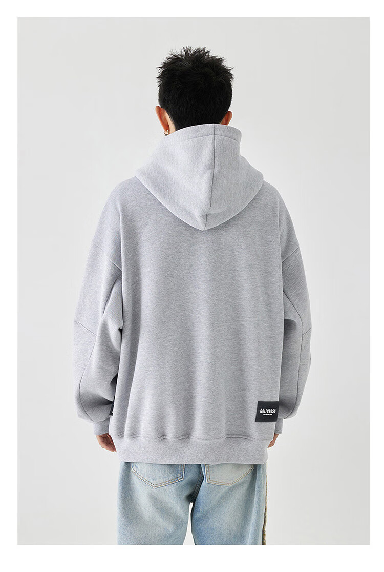 GOLFCROSS Couple's Sweatshirt, Spring And Autumn Letter Embroidery, Loose Hooded Cardigan Jacket, Gray, S 12