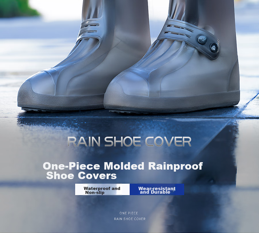 BWNK Waterproof Shoe Covers with Thick Soles, Non-Slip, Wear-Resistant, Portable Rain Gear, Rain Boots, Silicone-Coated Rain Shoes, Brown, XL Size 2