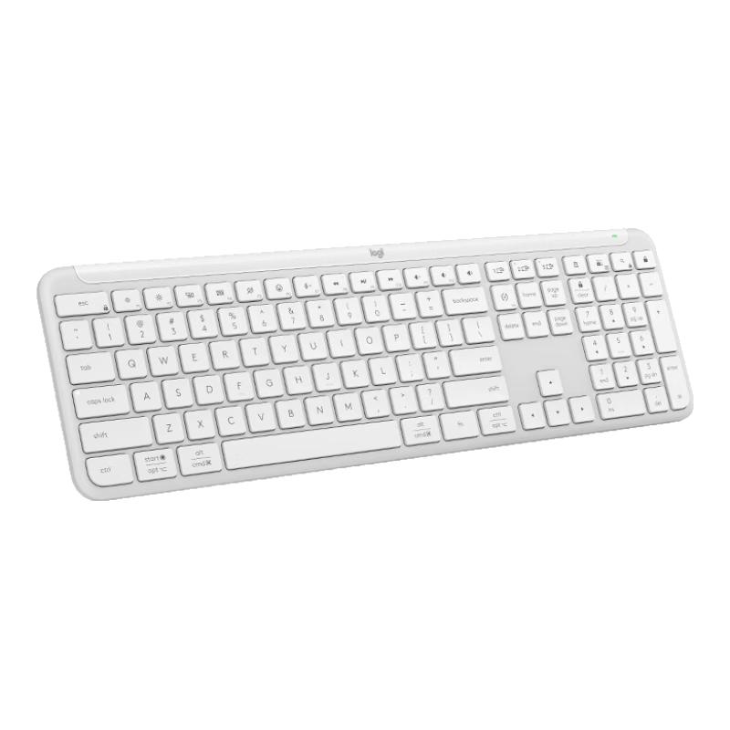 Logitech K950 Keyboard, Bluetooth Keyboard, Office Keyboard, Wireless Keyboard, Portable Ultra-Thin Keyboard, Premium Series, Three-Device Switching, White