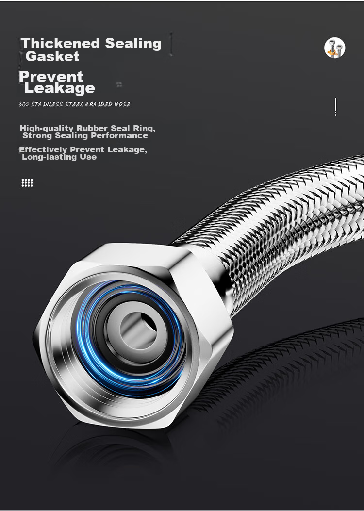 Larsd 304 Stainless Steel Inlet Hose, 80CM Toilet Water Inlet Pipe, Hot Water Heater Cold And Hot Universal Water Supply Pipe, BH608 4