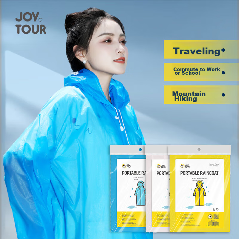 JOYTOUR Raincoat, Non-Disposable Adult Raincoat, Semi-Transparent, Thickened Long EVA Raincoat for Men And Women, Blue