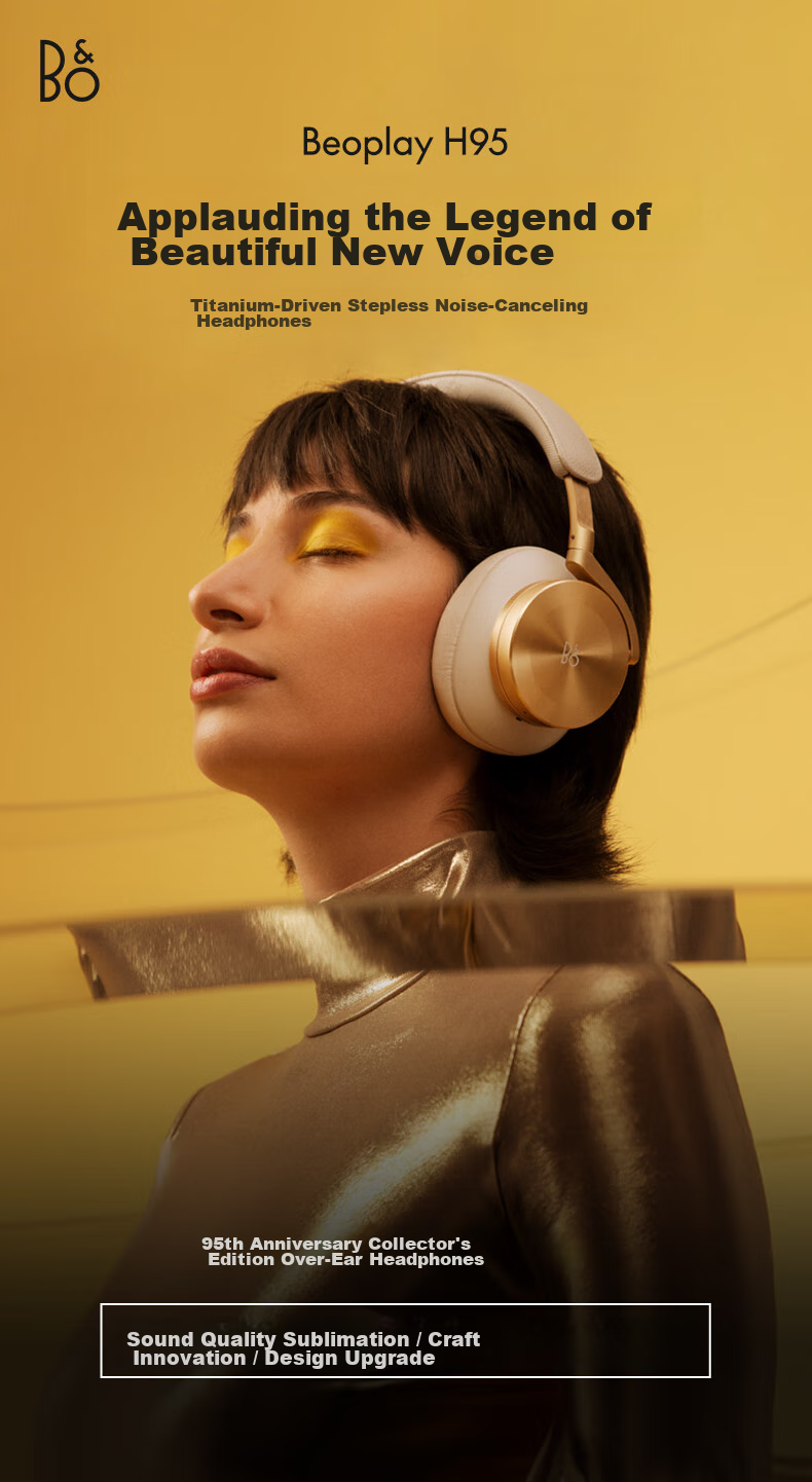 B&O Beoplay H95 Wireless Bluetooth Headphones, Over-Ear Active Noise Cancelling Earphones, B&O Gaming Headset, Gold Color, Mid-Autumn Festival Gift [Gong Jun Endorsed] 3