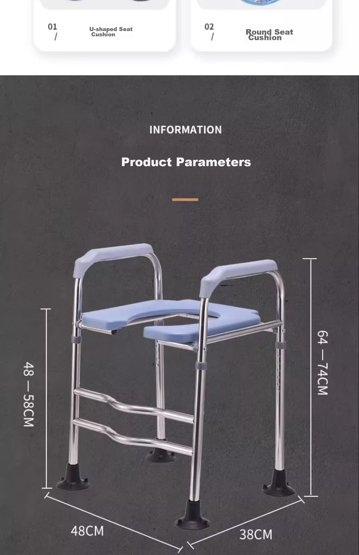 Yagao Elderly Commode Chair, Toilet Seat Riser, Foldable, with Armrests, Non-Slip, Double Bars, for Pregnant Women, Reinforced, Toilet Seat Stool, Simple Commode Chair 10