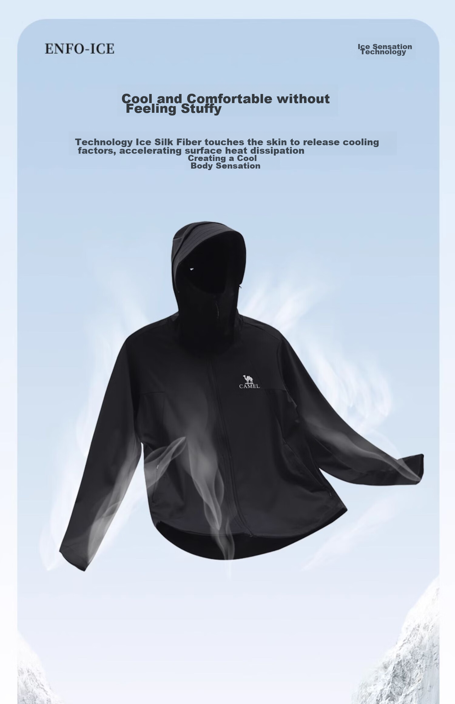 CAMEL Ice Silk Cool White Outdoor Hard Core Original Yarn Sun Protection Shirt for Men, Cool Feeling Cycling Sun Protection Clothing 0058 10