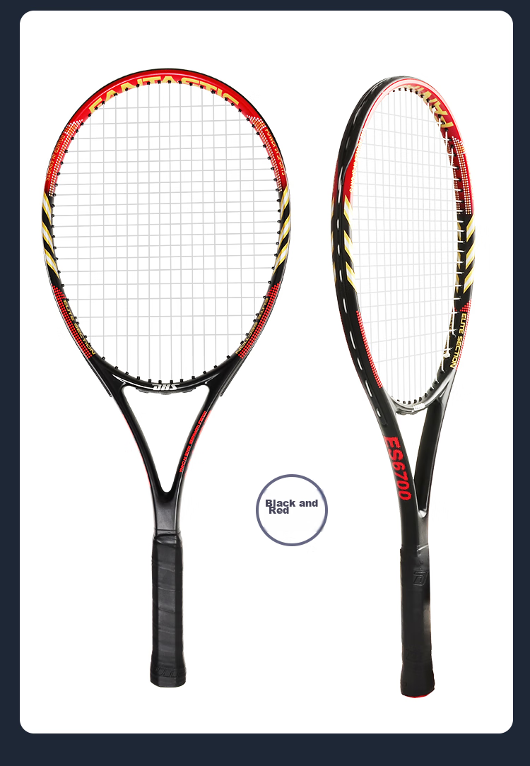 DHS Tennis Racket Aluminum Alloy Carbon Composite Pair Tennis Lessons for Men And Women Training Racket Blue Red ES6700+ES2900 10