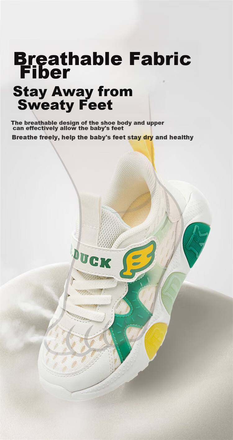 B.Duck Children's Walking Shoes, Baby Summer Mesh Light-Up Shoes, Boys And Girls Single Mesh Shoes, 3969 Rice Green, Size 26 5