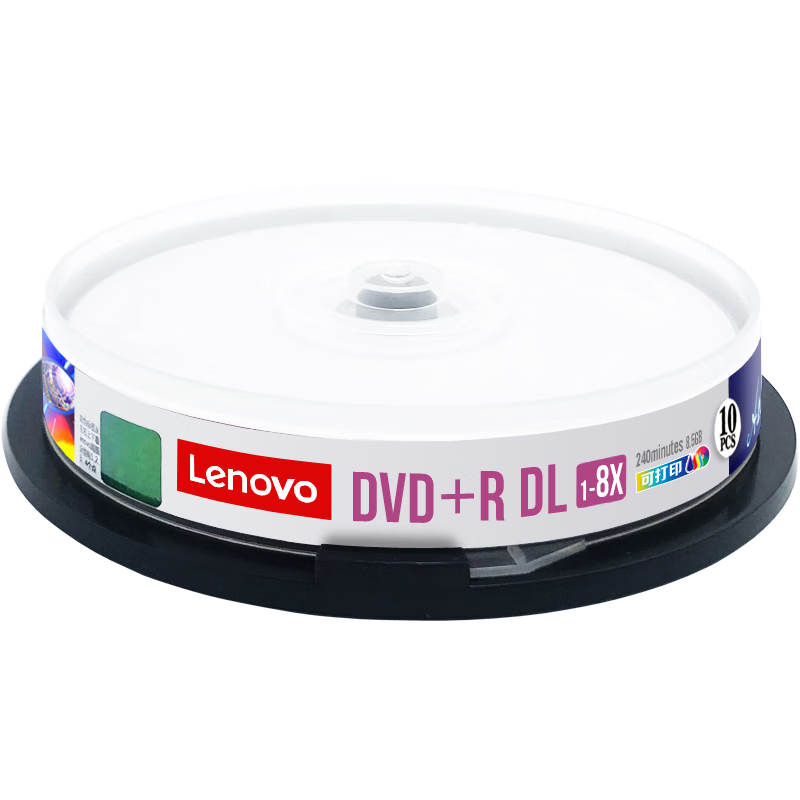 Lenovo DVD+R DL Blank Discs/Recordable Discs, 8x Speed, 8.5GB, Domestic Production Archive Series, 10 Pieces in A Box, Single-Sided Double-Layer, Printable