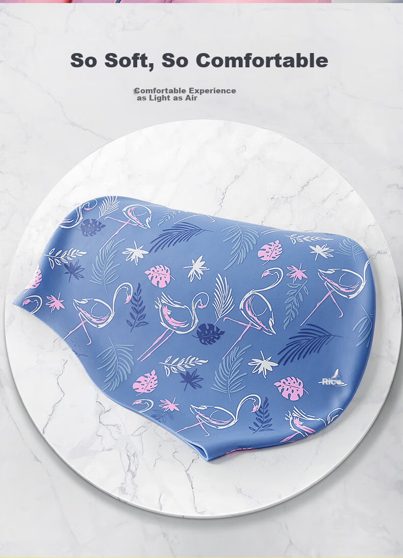 361° Women's Silicone Swim Cap for Long Hair, Waterproof, Ear Protection, Large Size, Cartoon Design, No Hair Pinching 6