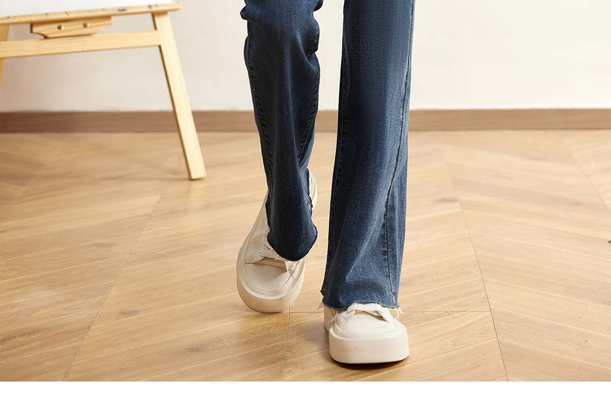 Halo Queen Women's Jeans, Spring And Autumn High-Waisted Pants with Frayed Hem Design, Elegant And Fashionable Slimming Long Trousers, New Product H143N1007 17