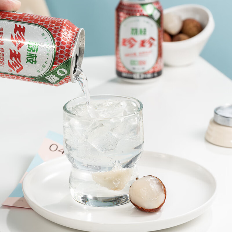 珍珍无糖荔枝味汽水 0糖碳酸饮料 330ml*24听（包装随机）