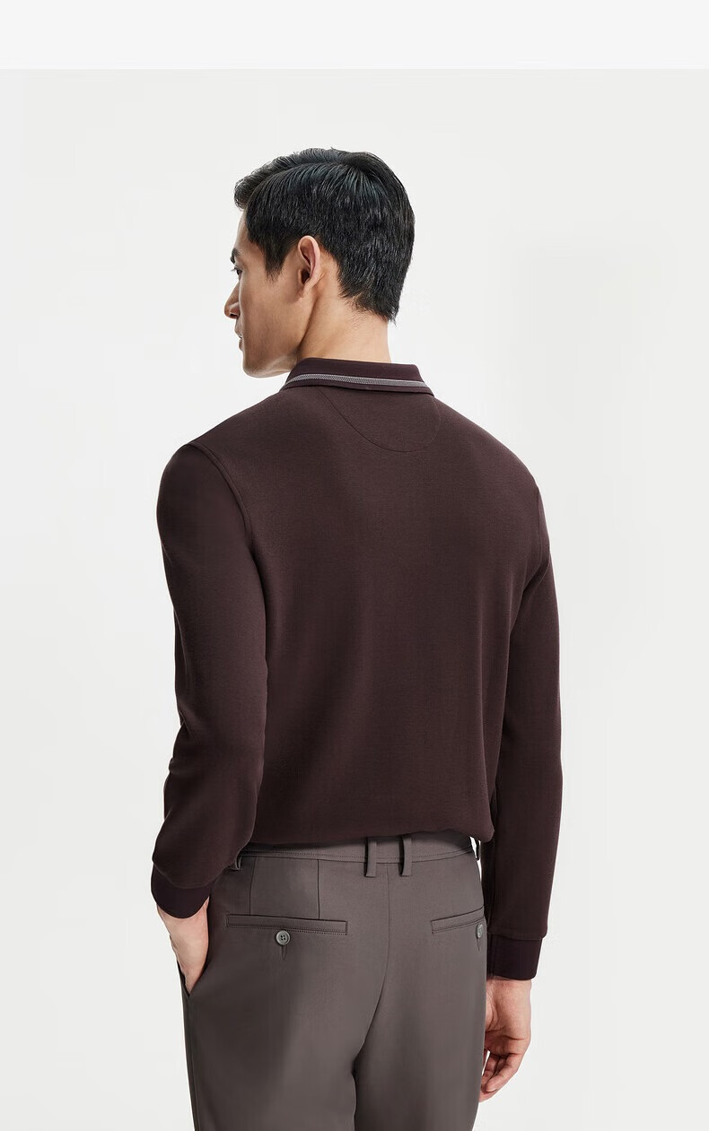 Goldlion [Wool Blend] 24 Autumn Winter Soft Skin-Friendly Business Long Sleeve Polo Shirt Men Dark Gray-78 XL 7