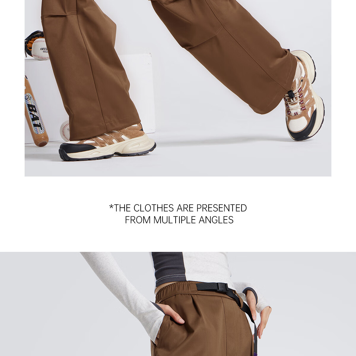 CAMEL Men's Cargo Pants, Wide-Leg Style, Wang Junkai's Same Style, Spring And Summer Soft Shell Straight-Leg Casual Trousers M14CAWI644 32