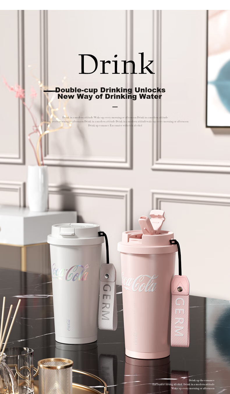 Germ Lily of The Valley Double-Insulated Tumbler with Straw, Women's Coffee Cup, Mid-Autumn Festival Gift Mug, 500ML, Tea White 5