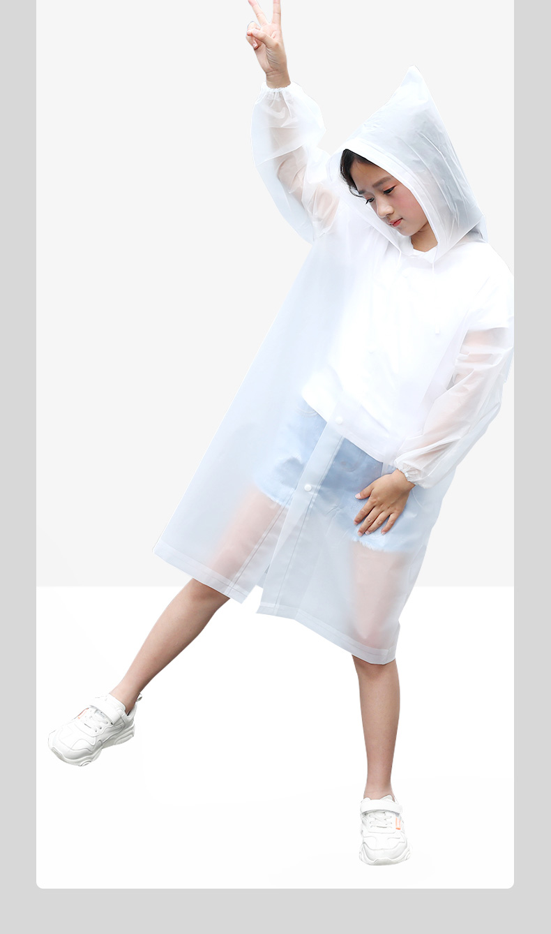 NOLANSEND Disposable Raincoat Poncho for Children, Boys And Girls, Thickened Semi-Transparent, Essential for School Students, White Three-Piece Set 10