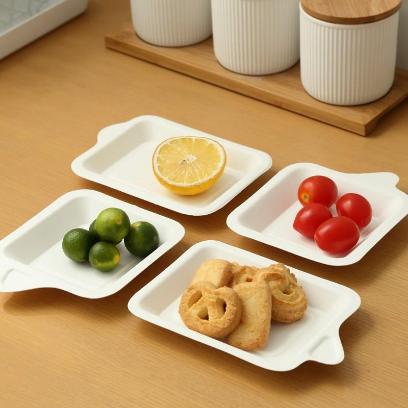 Tinghao Disposable Paper Plates, 4-Inch Square Cake Plates, Biodegradable Tableware, Picnic And Barbecue Plates, Pack of 30