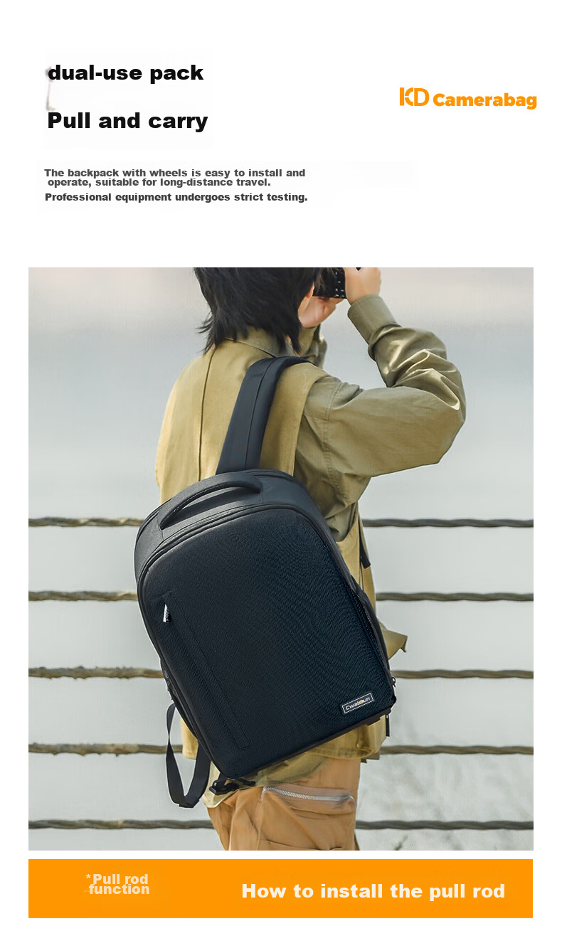 CWATCUN Camera Backpack, Portable Shoulder Bag for Canon Nikon Sony, Multifunctional Water-Resistant Shooting Bag 5