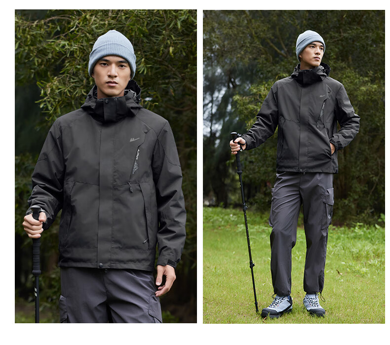 Huili Men's Outdoor Three-In Hooded Jacket, Detachable Inner Liner for Autumn And Winter, Windproof And Waterproof Jacket 20