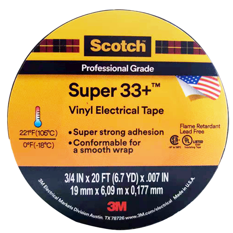 3M Electrical Insulation Tape, Automotive Wiring Harness Tape, Heat-Resistant, Moisture-Proof, Acid And Alkali Resistant, Flame Retardant, Single Roll 6m Long, 33+